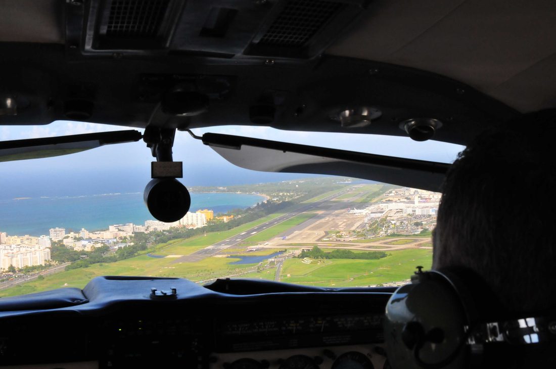 Inside Aztec aircraft while flying